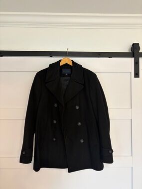 Banana Republic Black Double-Breasted Peacoat